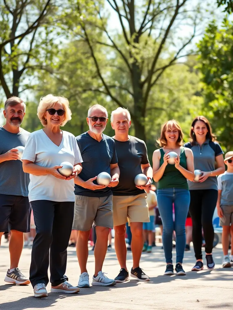 A photo of CLUB BOULISTE DU BRIENNOIS members enjoying a friendly game of boules, emphasizing the social and community aspect of the club.
