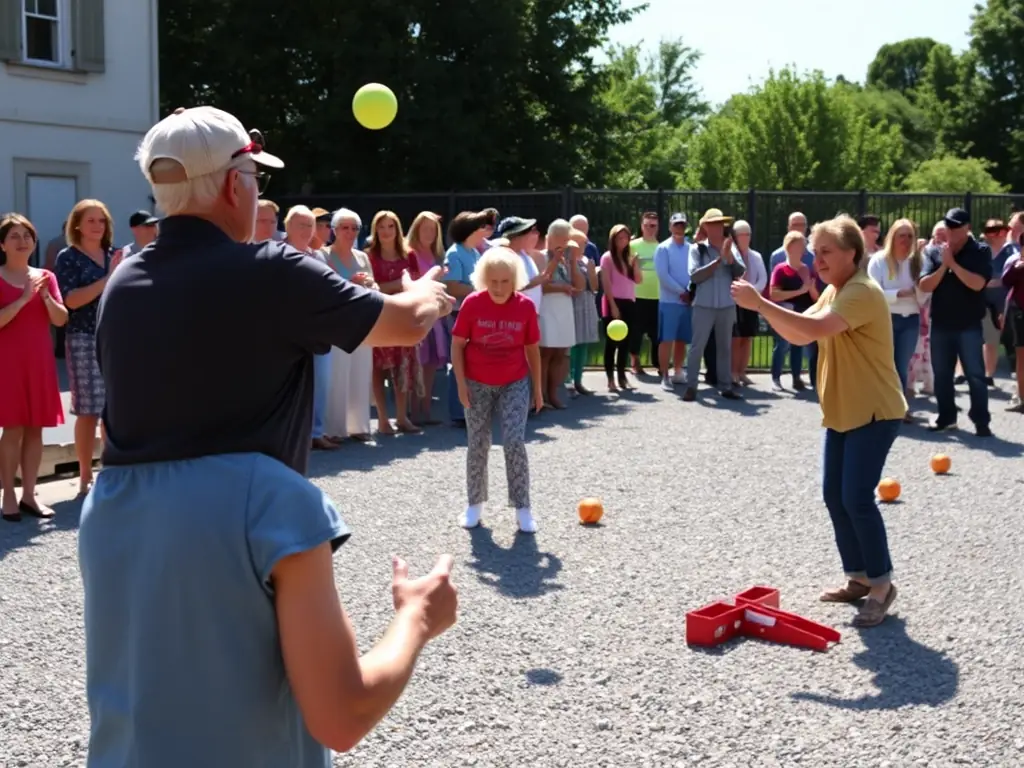 A dynamic shot of a boules competition at CBB, capturing the excitement and competitive spirit of the club's events.